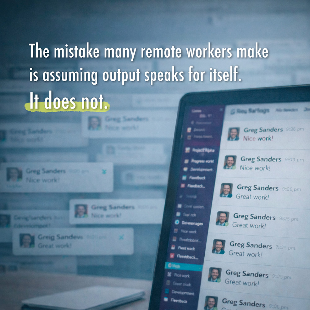 The mistake many remote workers make is assuming output speaks for itself. It does not.